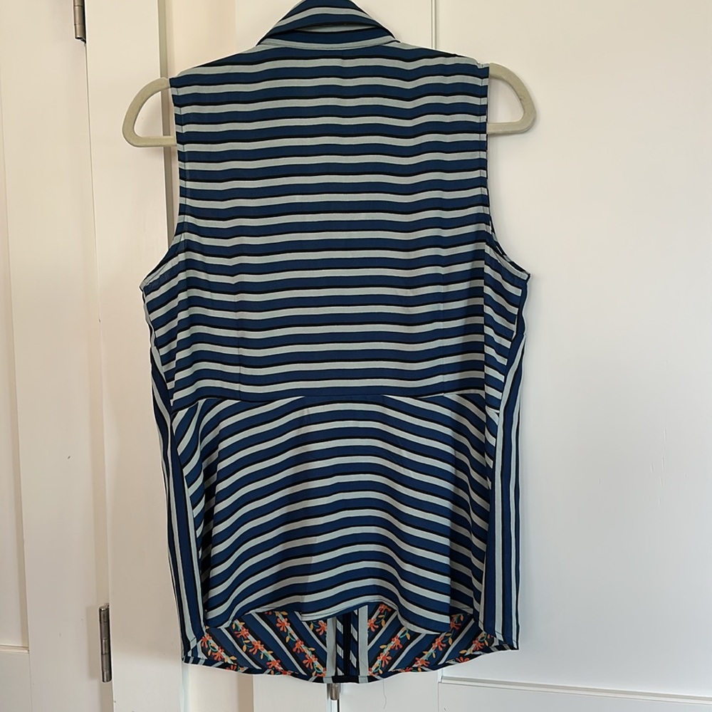 CAbi Navy and Orange Striped Floral Blouse - Picture 3 of 3
